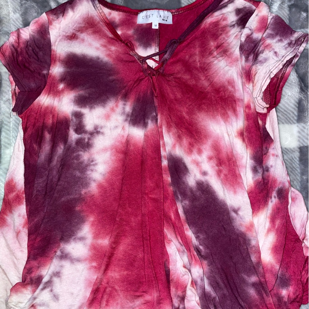 Red tie dye shirt